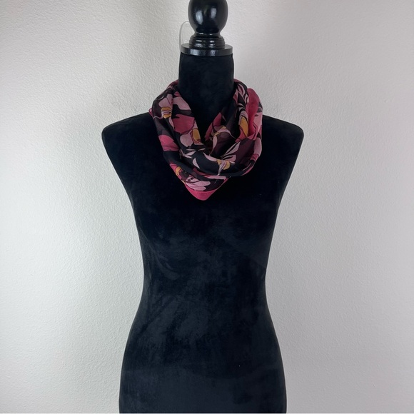 Vintage Silk Scarf Floral Sheer One Size - Picture 2 of 8